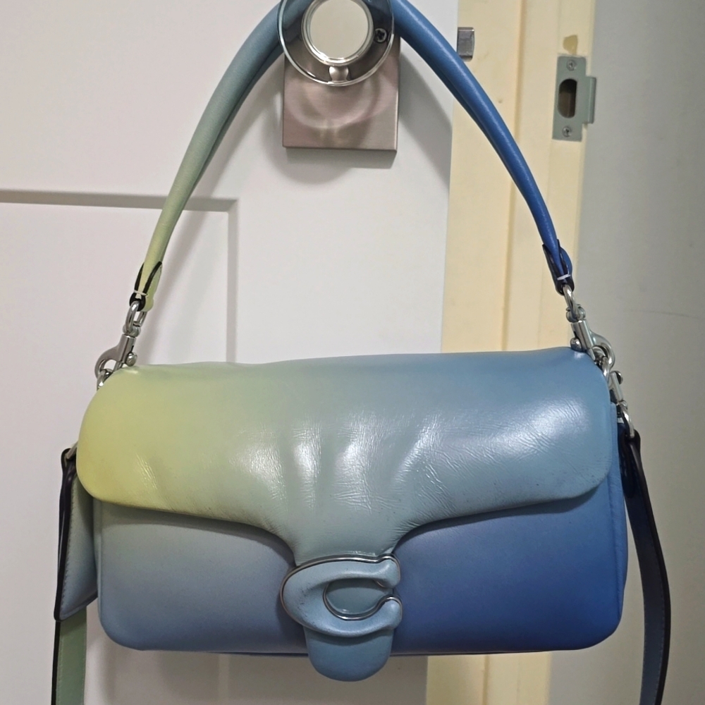 NEW COACH OMBRE LEATHER PILLOW TABBY 26 AQUA MULTI BLUE GREEN SHOULDER BAG PURSE